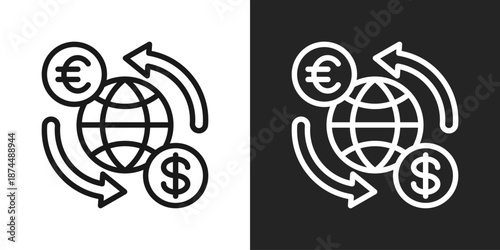 Exchange Rate Icon In Black And White Line Style
