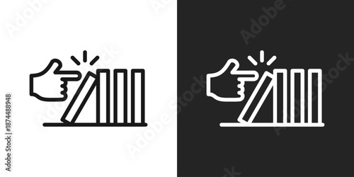 Domino Effect Icon In Black And White Line Style
