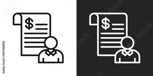 Debtor Icon In Black And White Line Style