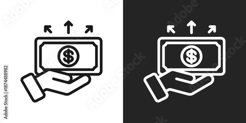Spending Money Icon In Black And White Line Style