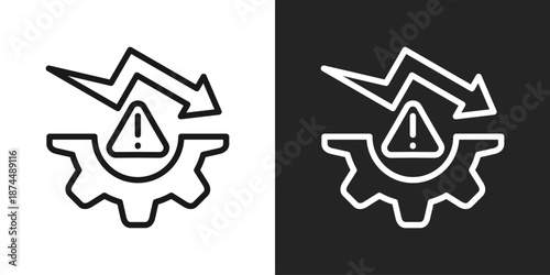 Crisis Management Icon In Black And White Line Style