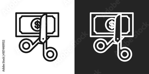 Cutting Icon In Black And White Line Style