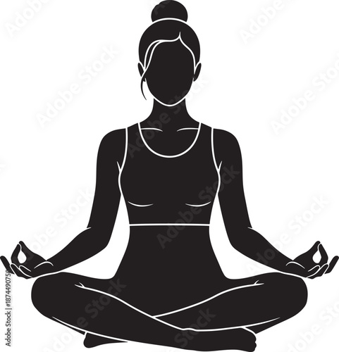 Silhouette of a Woman in Padmasana Meditation Pose