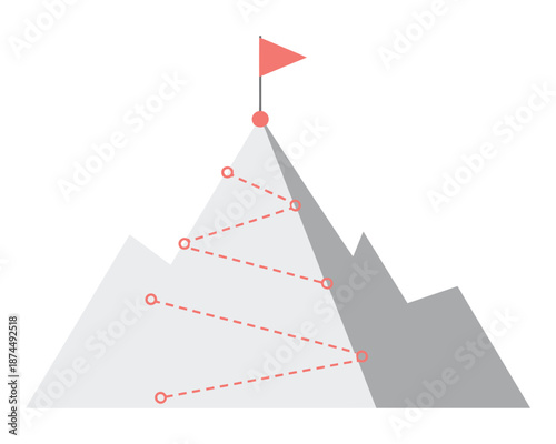 Hiking Trip to the Top of the Mountain, Adventure Vector or Illustration Depicting Hikers, Mountain Peaks, Nature Trails, Outdoor Exploration, Trekking Activity, Travel Journey, Scenic Landscape