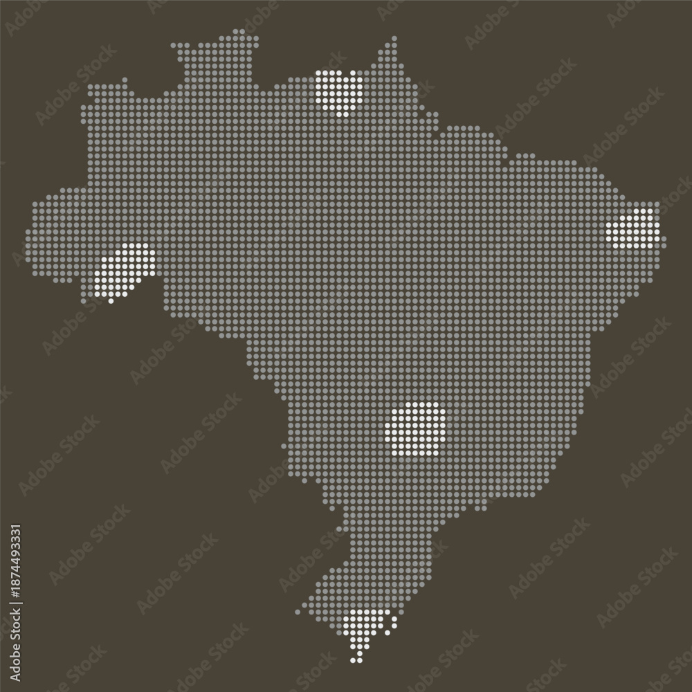 Obraz premium Brazil Logistics and Agro Industrial Map with Dotted Supply Chain Network Nodes. Brazil dotted map.