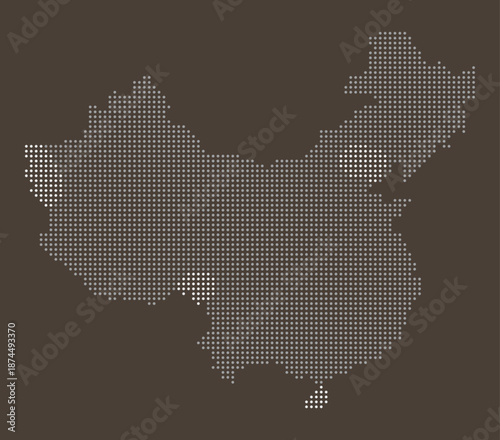 China Logistics and Supply Chain Map with Dotted Provincial Grid Nodes. China dotted map.