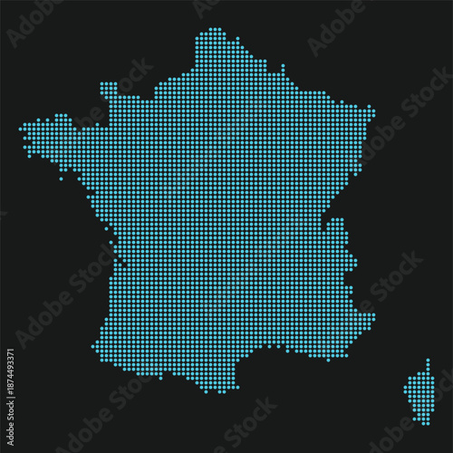 France Innovation Network Map with Dotted Grid for European Tech and Startups. France dotted map.