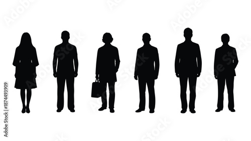 Silhouettes of people isolated on white background, Vector