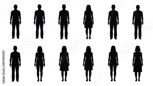 Silhouettes of people isolated on white background, Vector