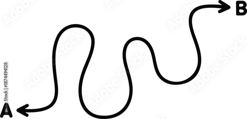 Plan B Route Icon  Point A to B Map Vector