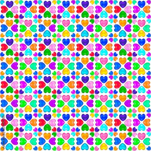 seamless geometric pattern with geometric shapes of colorful hearts, isolated background, png file.