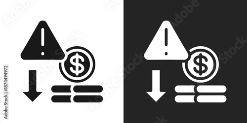 Financial Risk Icon In Black And White Glyph Style