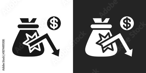 Deficit Icon In Black And White Glyph Style