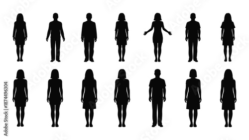 Silhouettes of people isolated on white background, Vector