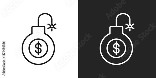 Debt Icon In Black And White Line Style
