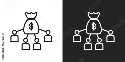 Crowdfunding Icon In Black And White Line Style