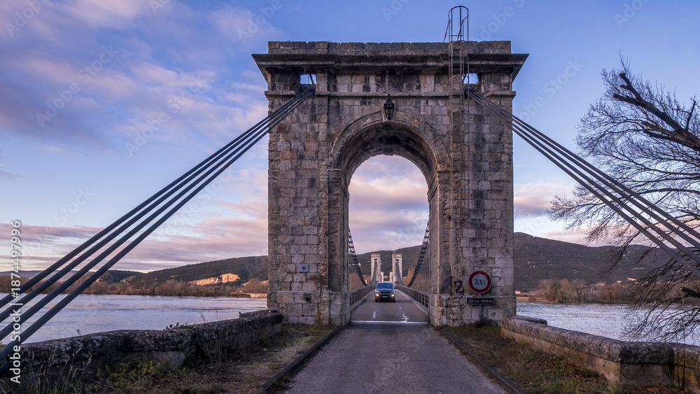 Fototapeta premium View of the Robinet bridge between Drôme and Ardèche