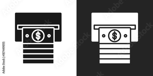 cash withdrawal Icon In Black And White Glyph Style
