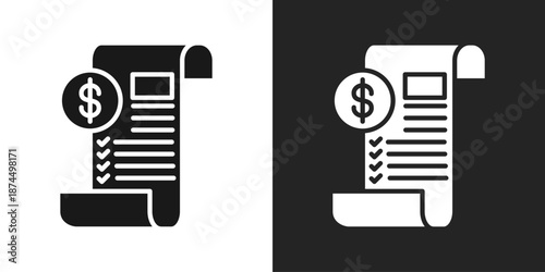 bill Icon In Black And White Glyph Style