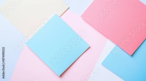 Pink and blue paper note. Sticky.