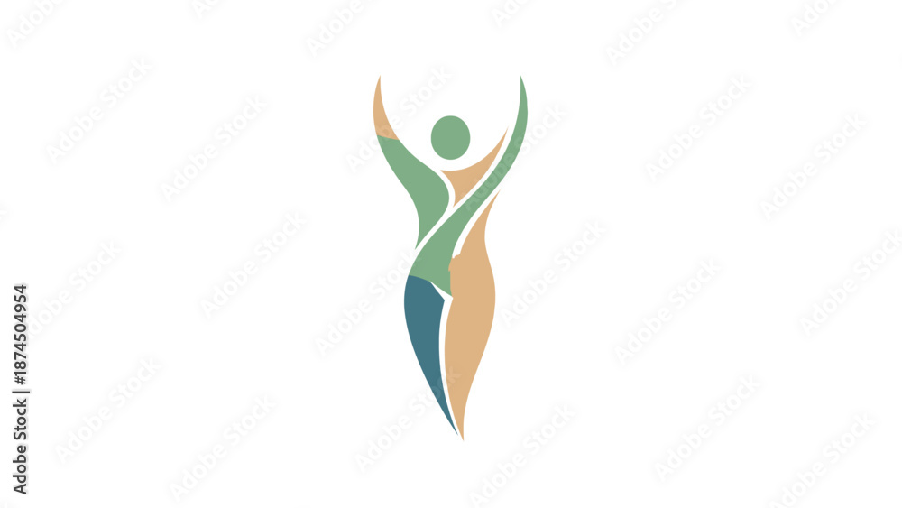 Fototapeta premium Abstract Human Figure with Green and Blue Tones.