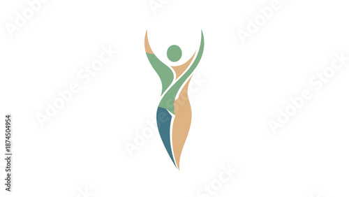 Abstract Human Figure with Green and Blue Tones.