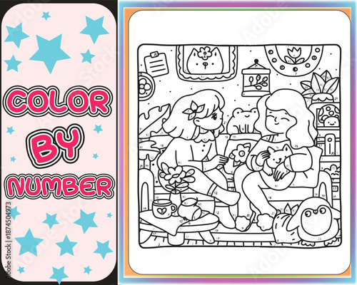 Cozy girl moment color by number coloring book