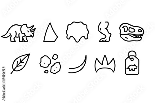 Dinosaur outline icon set. Prehistoric, fossil, and jurassic icons collection.