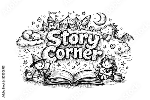 Whimsical kids' storytime: magic, fantasy, and adventure in a hand-drawn style