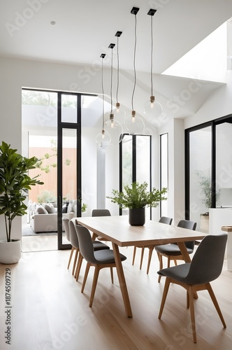 Modern Living Room with Natural Wood and Stone Elements, Scandinavian-Inspired Living Room with Dark Interior.