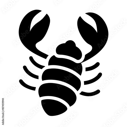 Black Scorpion Silhouette Icon, Dangerous Arachnid Symbol, Zodiac Sign Scorpio, Vector Illustration