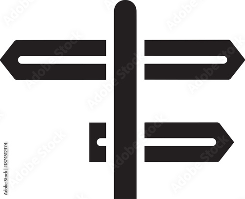 Directional signpost with three arrows pointing in different directions on a plain background