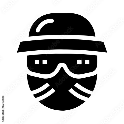 Anonymous Hacker Icon, Masked Figure, Cybercrime Silhouette, Security Threat, Digital Intruder, Minimalist Graphic
