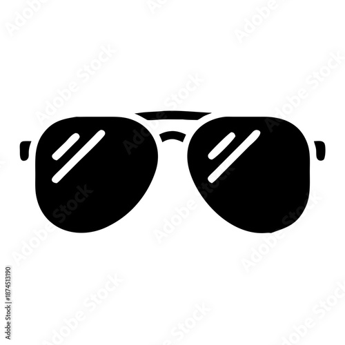 Black Aviator Sunglasses Icon Silhouette, Clean Vector Graphic for Fashion and Style