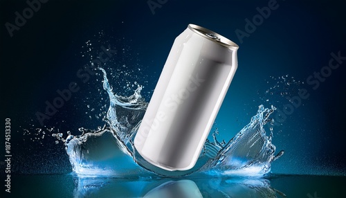 Wallpaper Mural plain soda can blank mock up product isolated in solid background with splash of water on it copy sp Torontodigital.ca