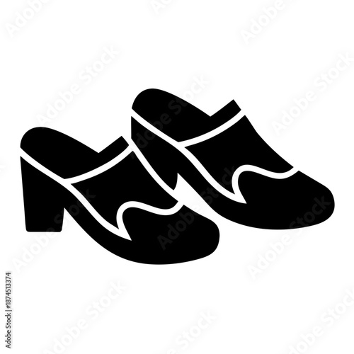 Black Mules Shoes Icon Silhouette, Classic Slip-on Heeled Footwear for Women