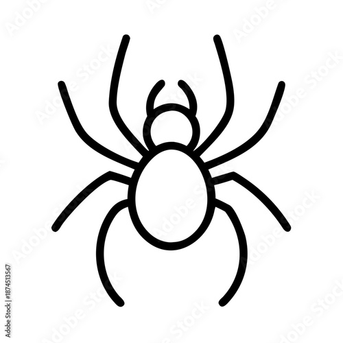 Simple outline spider graphic, a creepy arachnid icon for Halloween design concept.