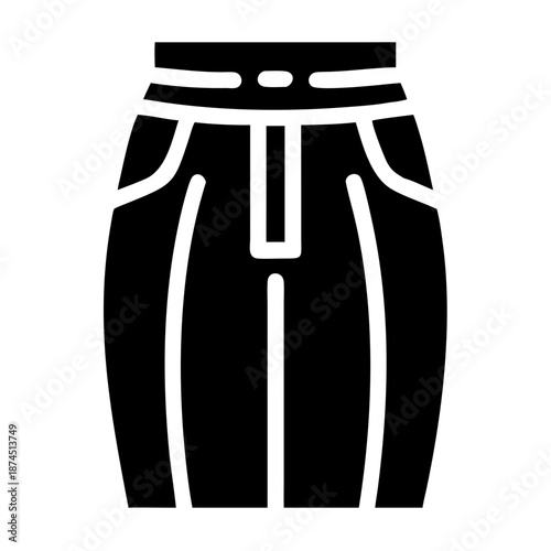 Black Pencil Skirt Icon Silhouette Vector, Elegant Fashion Clothing Design for Business and Office Wear