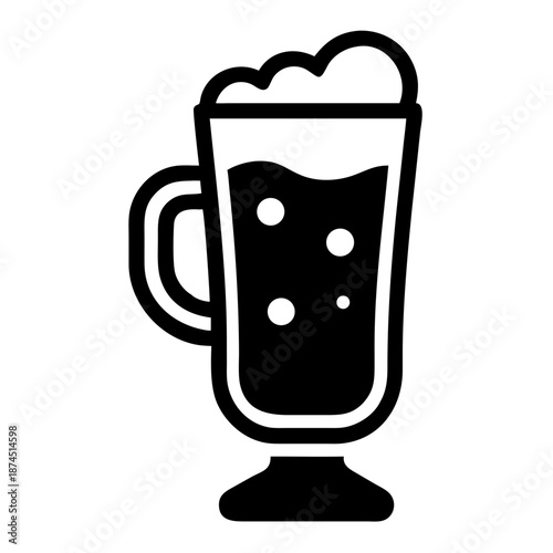 Stylized Icon of Eggnog or Frothy Beverage in a Tall Footed Glass with Handle