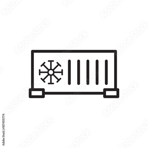 Reefer container icon symbolizing cold chain logistics, refrigerated transport, and temperature-controlled shipping, representing maritime food safety, cooling units, and global cargo preservation.