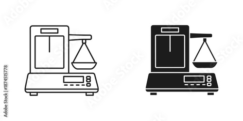 Precision Balance Scale and Tablet Illustration