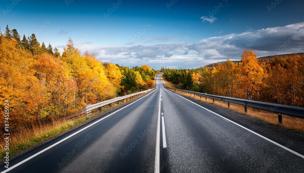 Naklejka premium fall scenic road in sweden