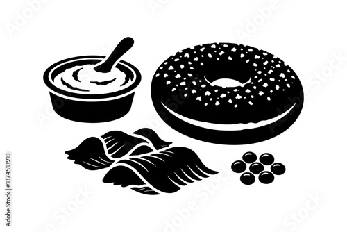 Silhouette bagel brunch with cream cheese, lox, and capers