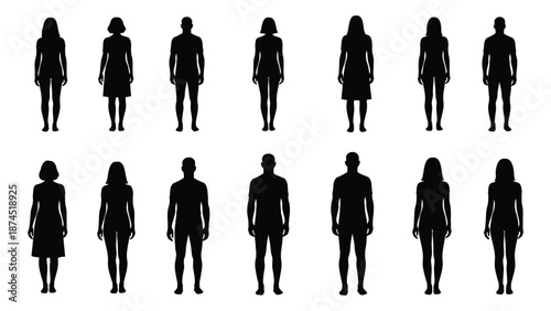 Silhouettes of people isolated on white background, Vector