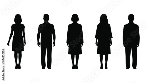Silhouettes of people isolated on white background, Vector