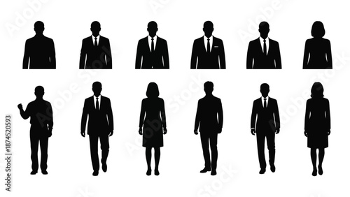 Business silhouettes isolated on white background, Vector