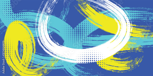 Abstract Brush Background with Sporty Style and Halftone Effect. Brush Stroke Illustration for Banner, Poster, or Sports Background.
