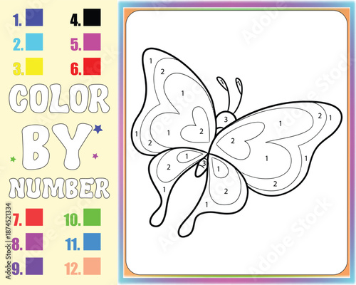 Butterfly Color By Number For Kids Ages 4-8: Coloring Book For Toddlers Preschool & Kindergarten 4-8 Ages