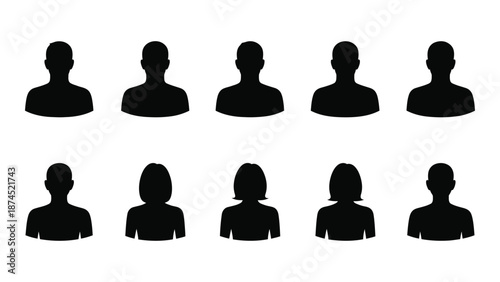 Silhouettes of people isolated on white background, Vector
