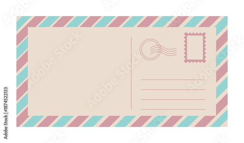 Pastel airmail postcard back with stamp frame postmark and address lines for love notes greeting cards invitations mailing themes and stationery projects